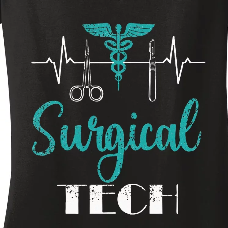 Scrub Tech Surgical Tech Week Technologist Technicians EKG Women's V-Neck T-Shirt