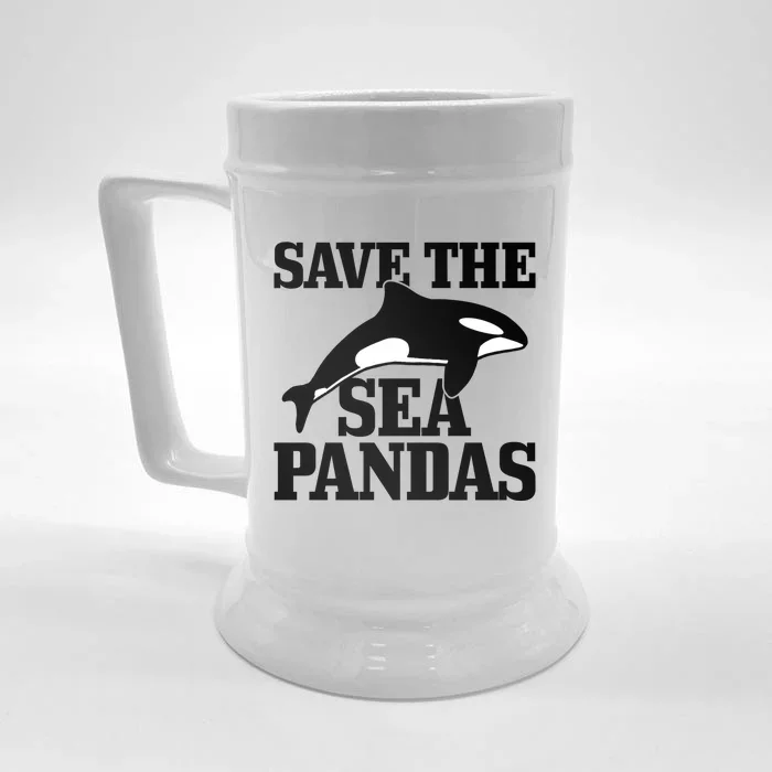 Save The Sea Pandas Orca Killer Whale Funny Gift Front & Back Beer Stein