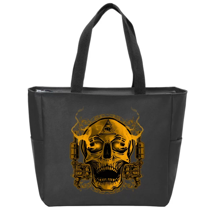 Skull Tattoo Zip Tote Bag