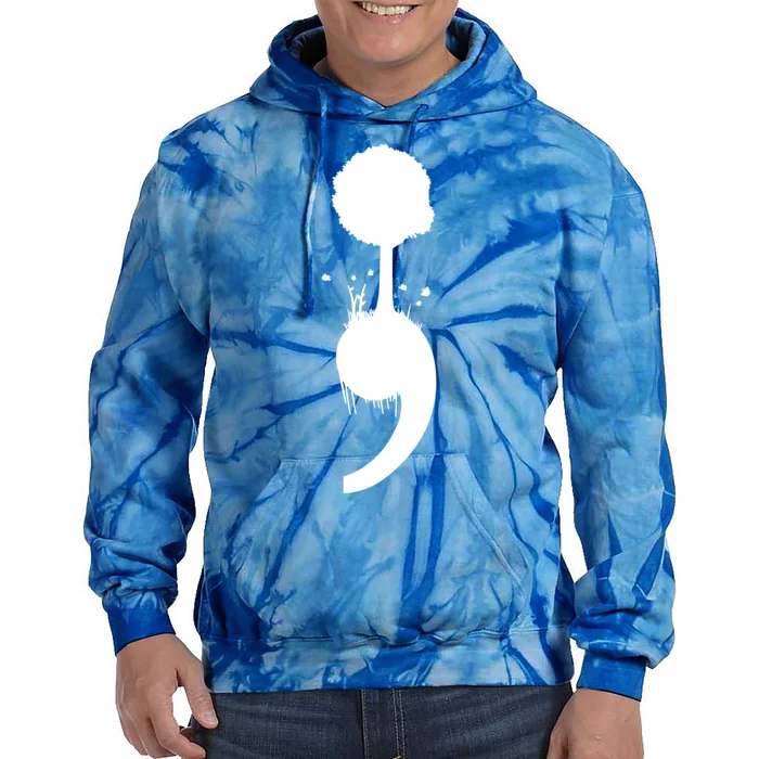 Semicolon Tree Suicide Prevention Gift Tie Dye Hoodie