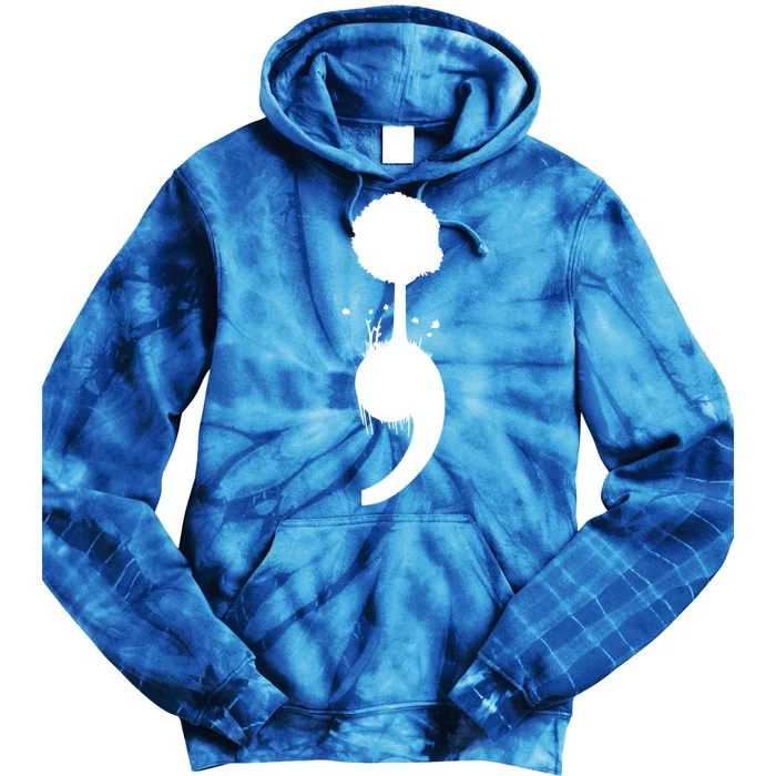 Semicolon Tree Suicide Prevention Gift Tie Dye Hoodie