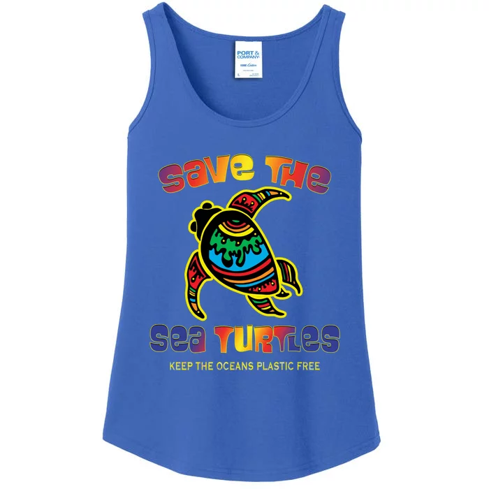 Save The Sea Turtles Keep Oceans Plastic Free Animal Gift Ladies Essential Tank