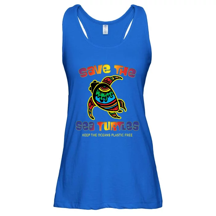 Save The Sea Turtles Keep Oceans Plastic Free Animal Gift Ladies Essential Flowy Tank