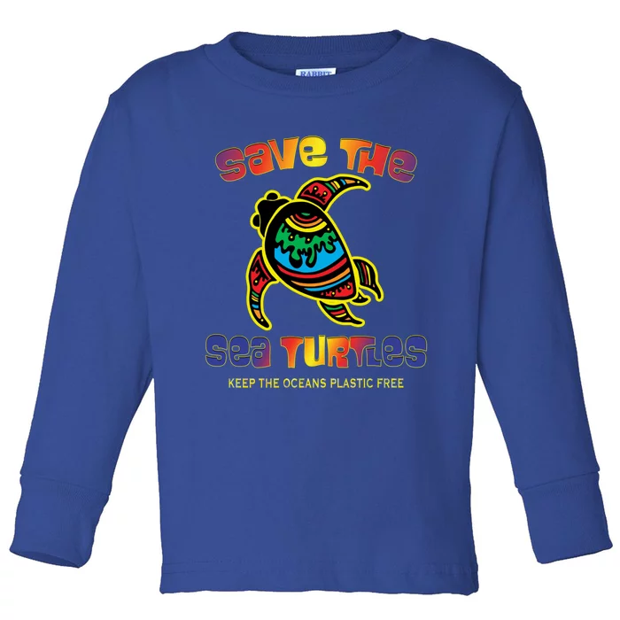 Save The Sea Turtles Keep Oceans Plastic Free Animal Gift Toddler Long Sleeve Shirt