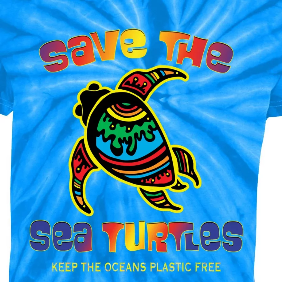 Save The Sea Turtles Keep Oceans Plastic Free Animal Gift Kids Tie-Dye T-Shirt