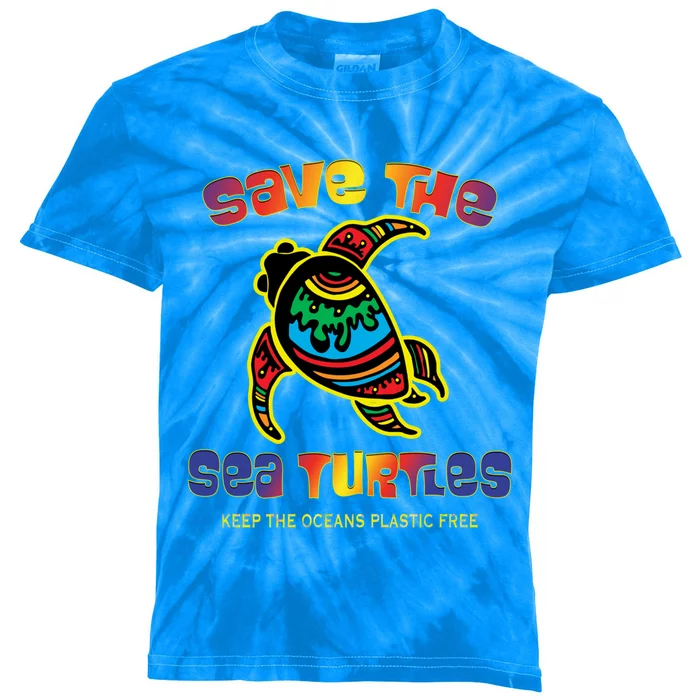 Save The Sea Turtles Keep Oceans Plastic Free Animal Gift Kids Tie-Dye T-Shirt