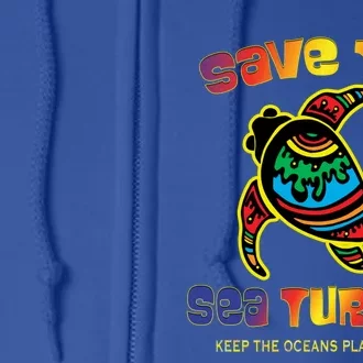 Save The Sea Turtles Keep Oceans Plastic Free Animal Gift Full Zip Hoodie