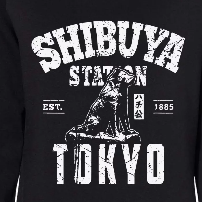 Shibuya Train Station Hachiko Akita Inu Japanese Kanji Japan Womens California Wash Sweatshirt