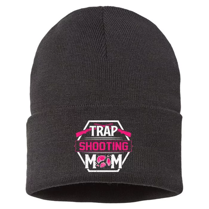 Skeet Trap Shooting Mom funny sport Mother's Day Sustainable Knit Beanie