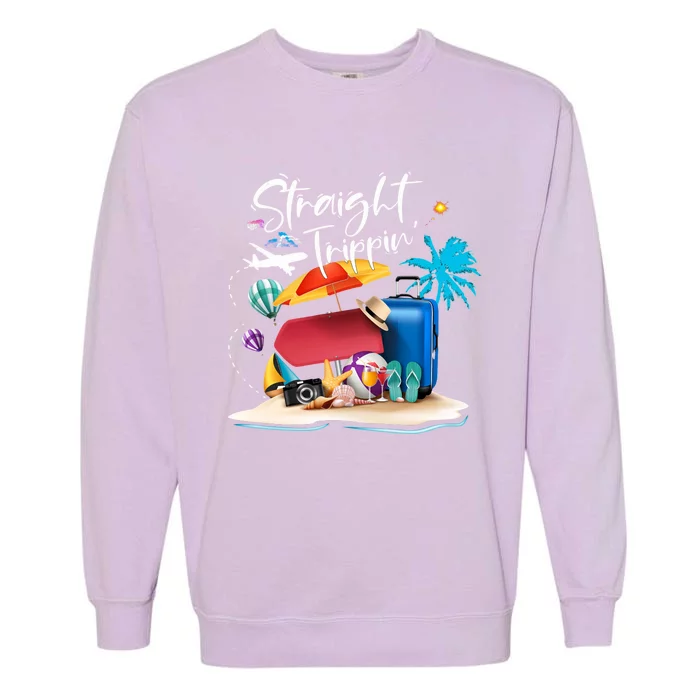 Straight Trippin Summer Vacation Trip Beach Ocean Garment-Dyed Sweatshirt