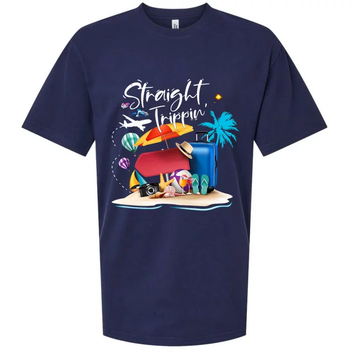 Straight Trippin Summer Vacation Trip Beach Ocean Sueded Cloud Jersey T-Shirt