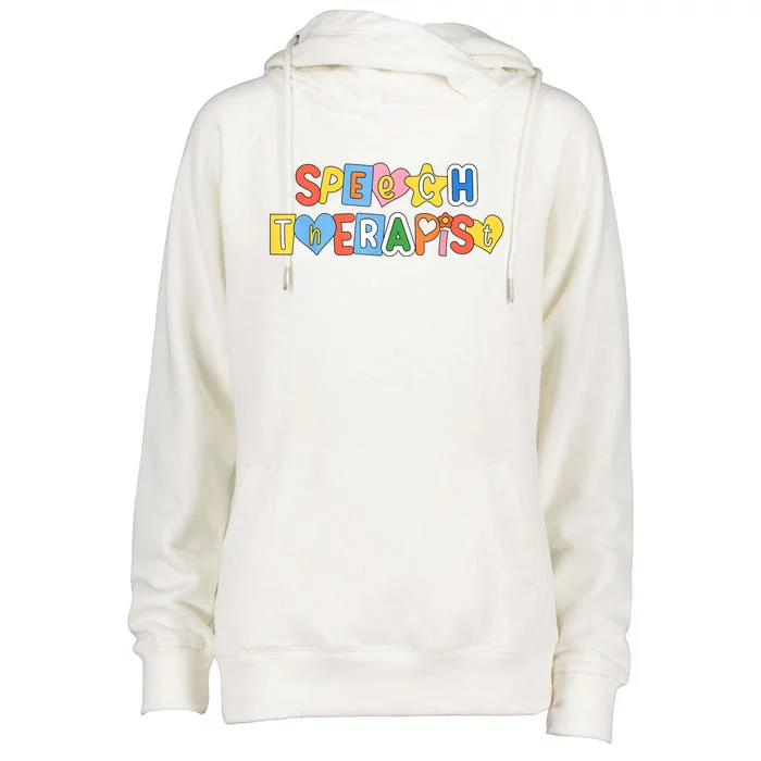 Speech Therapy Speech Language Pathologist Therapist SLP Womens Funnel Neck Pullover Hood