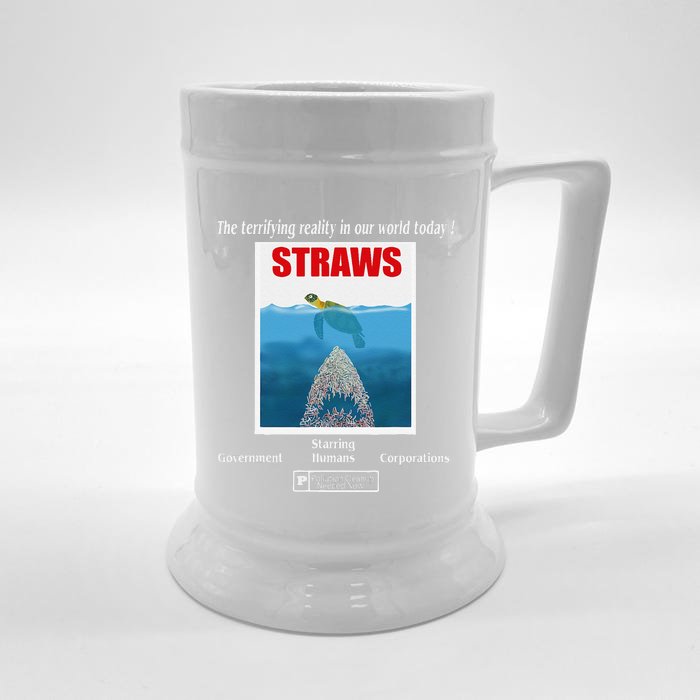 Save The Sea Turtles Anti Straws Campaign Great Earth Day Front & Back Beer Stein