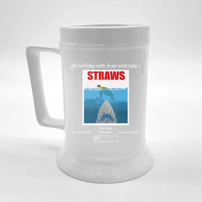 Save The Sea Turtles Anti Straws Campaign Great Earth Day Front & Back Beer Stein