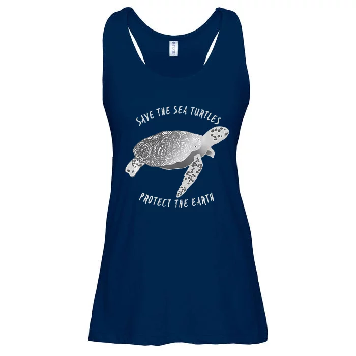 Save The Sea Turtles Protect The Earth Ocean Ladies Essential Flowy Tank