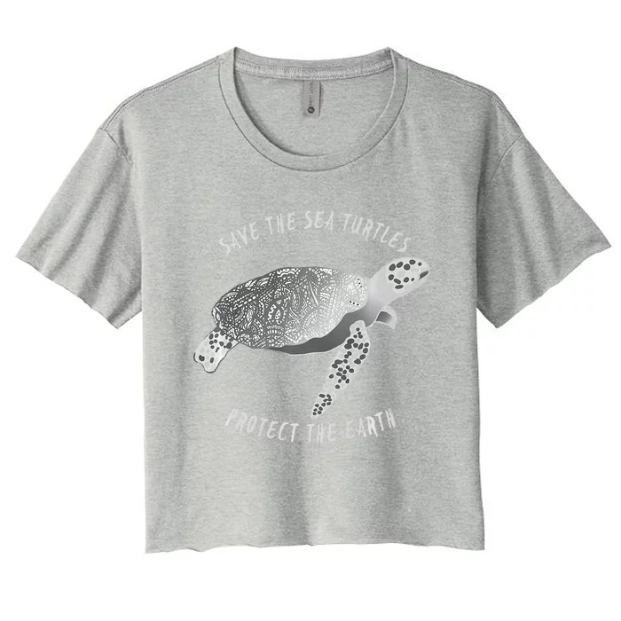 Save The Sea Turtles Protect The Earth Ocean Women's Crop Top Tee