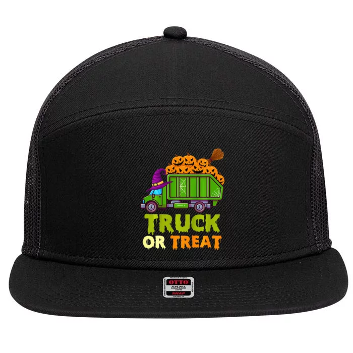 Spooky Trash Truck Halloween Decor 7 Panel Mesh Trucker Snapback Hat