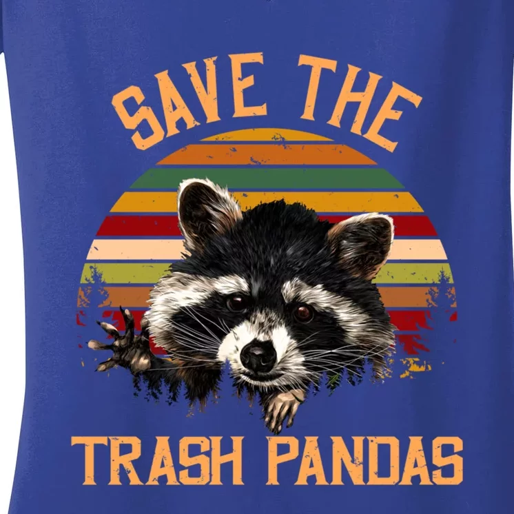 Save The Trash Pandas Raccoon Gift Raccoon Animal Funny Gift Women's V-Neck T-Shirt