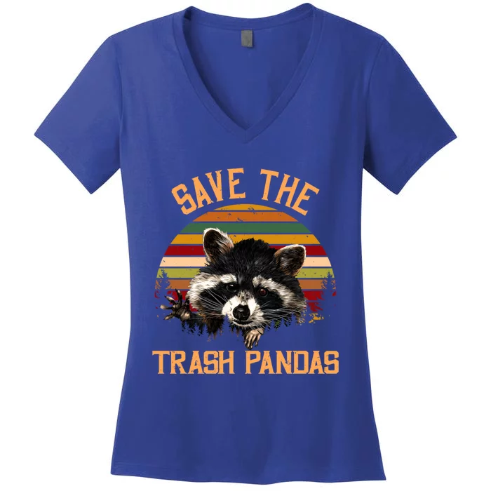 Save The Trash Pandas Raccoon Gift Raccoon Animal Funny Gift Women's V-Neck T-Shirt