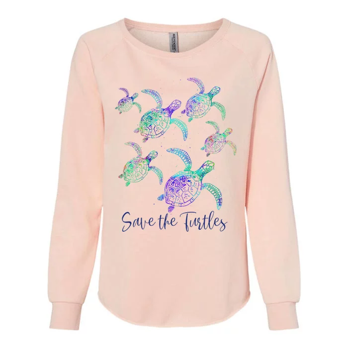 SAVE THE TURTLES Sea Turtle Lover Earth Day Activist Quote Womens California Wash Sweatshirt