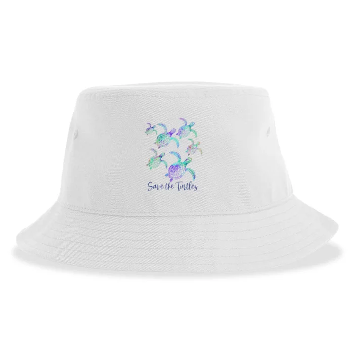 SAVE THE TURTLES Sea Turtle Lover Earth Day Activist Quote Sustainable Bucket Hat