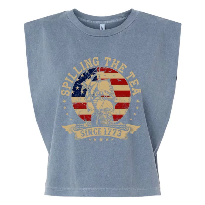 Spilling The Tea Since 1773 Vintage Us History Teacher Garment-Dyed Women's Muscle Tee