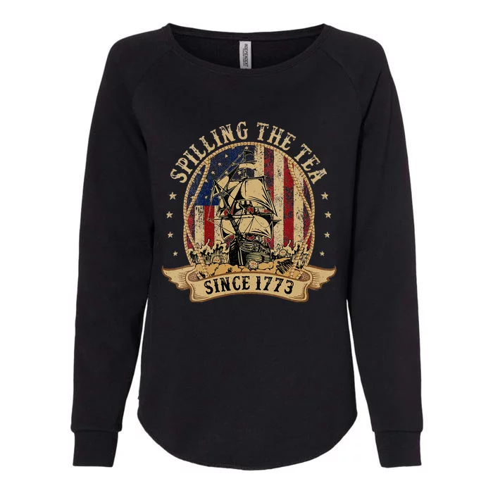 Spilling The Tea Since 1773 American History Teacher Vintage Womens California Wash Sweatshirt