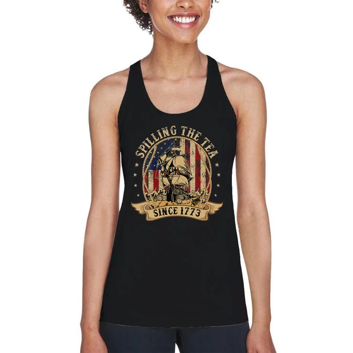 Spilling The Tea Since 1773 American History Teacher Vintage Women's Racerback Tank