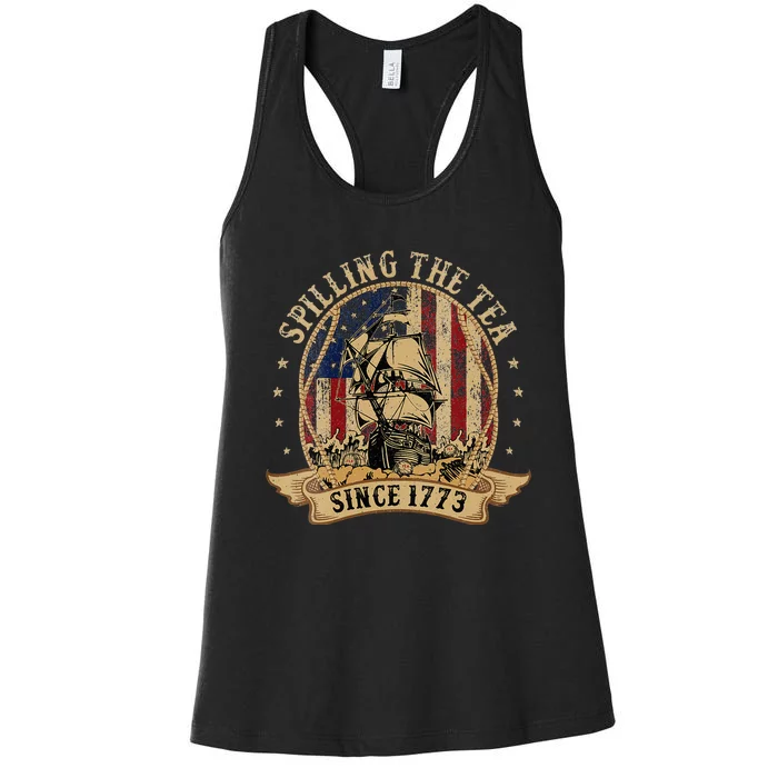 Spilling The Tea Since 1773 American History Teacher Vintage Women's Racerback Tank