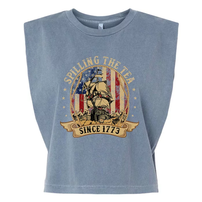 Spilling The Tea Since 1773 American History Teacher Vintage Garment-Dyed Women's Muscle Tee