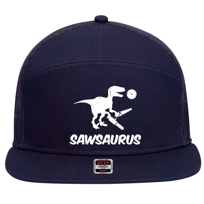 Sawsaurus TRex Tyrannosaurus Rex Funny 7 Panel Mesh Trucker Snapback Hat