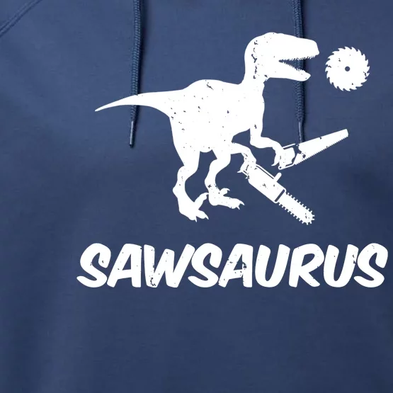 Sawsaurus TRex Tyrannosaurus Rex Funny Performance Fleece Hoodie