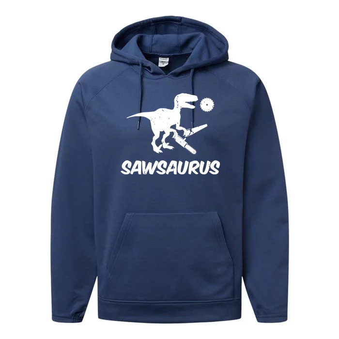 Sawsaurus TRex Tyrannosaurus Rex Funny Performance Fleece Hoodie