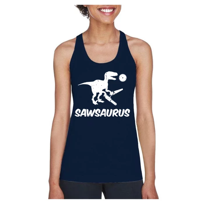 Sawsaurus TRex Tyrannosaurus Rex Funny Women's Racerback Tank