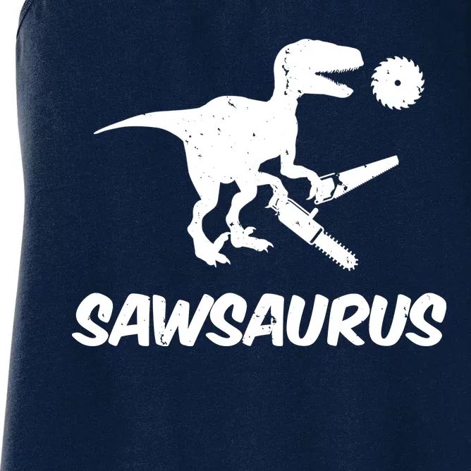 Sawsaurus TRex Tyrannosaurus Rex Funny Women's Racerback Tank