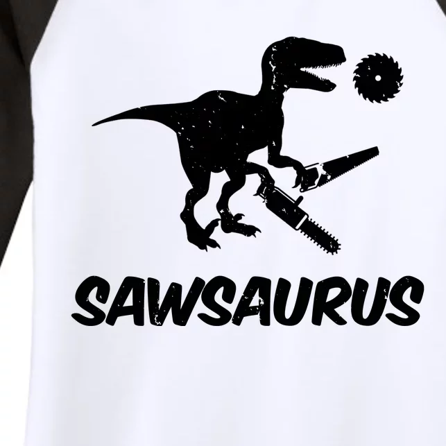 Sawsaurus TRex Tyrannosaurus Rex Funny Women's Tri-Blend 3/4-Sleeve Raglan Shirt