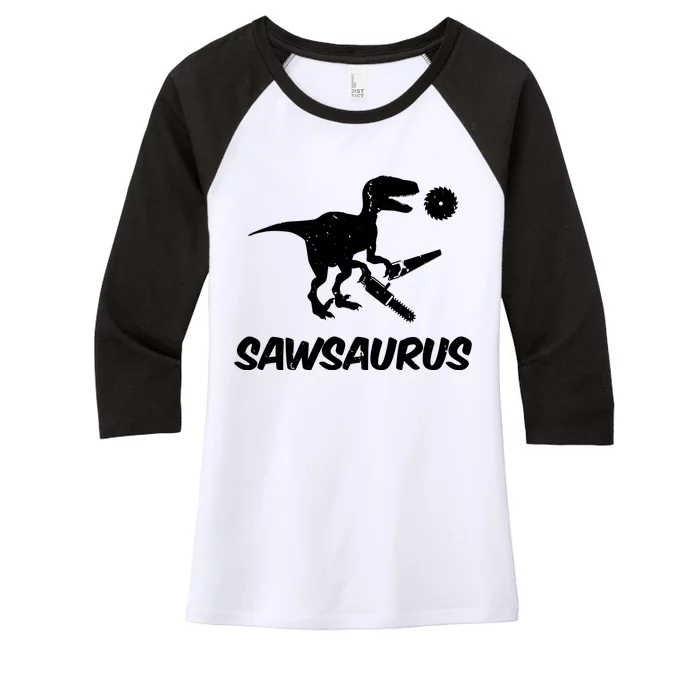 Sawsaurus TRex Tyrannosaurus Rex Funny Women's Tri-Blend 3/4-Sleeve Raglan Shirt