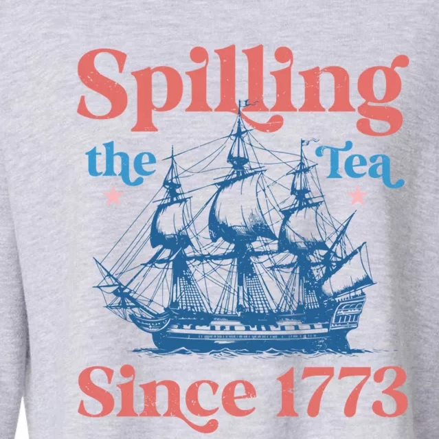 Spilling The Tea Since 1773 History Teacher Funny 4th July Gift Cropped Pullover Crew