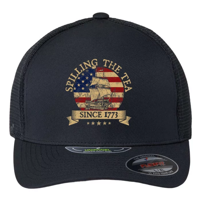 Spilling The Tea Since 1773 Vintage Us History Teacher Flexfit Unipanel Trucker Cap