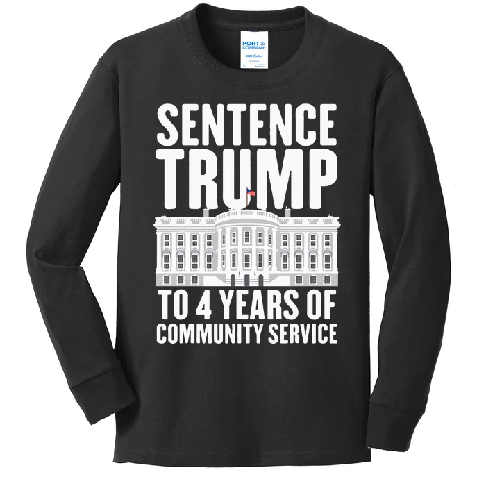 Sentence Trump To 4 Years Of Community Service Voting Trump Kids Long Sleeve Shirt