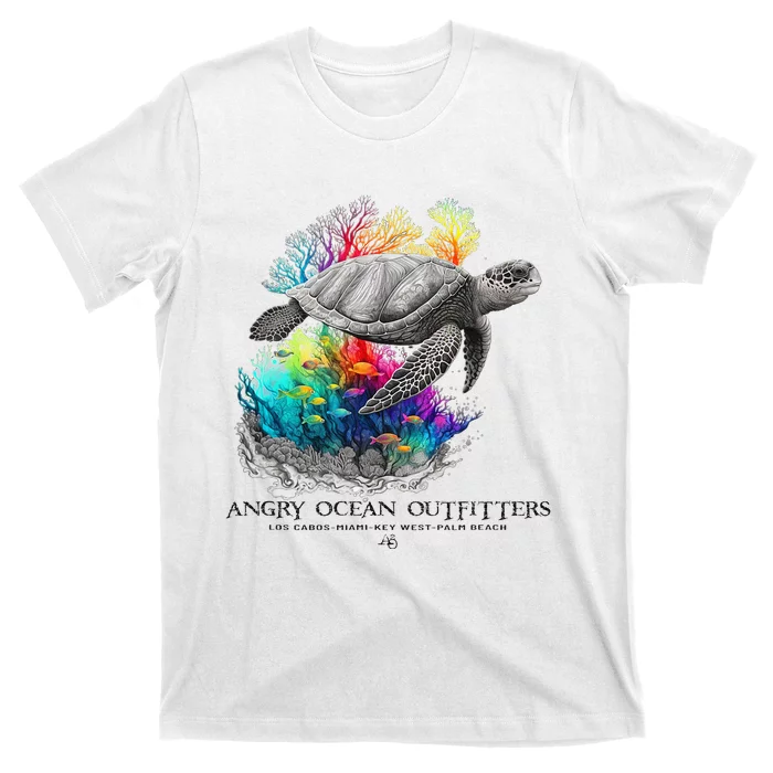 Sea Turtle Tropical Colorful Beach Ocean Travel Souvenir T-Shirt