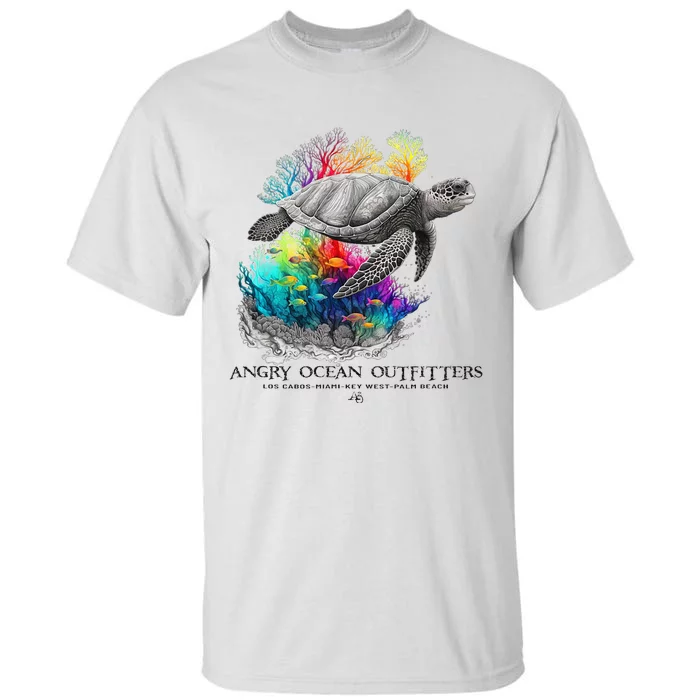 Sea Turtle Tropical Colorful Beach Ocean Travel Souvenir Tall T-Shirt