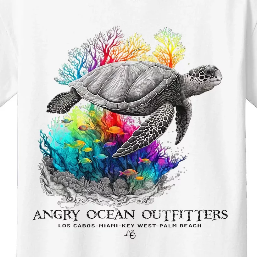 Sea Turtle Tropical Colorful Beach Ocean Travel Souvenir Kids T-Shirt