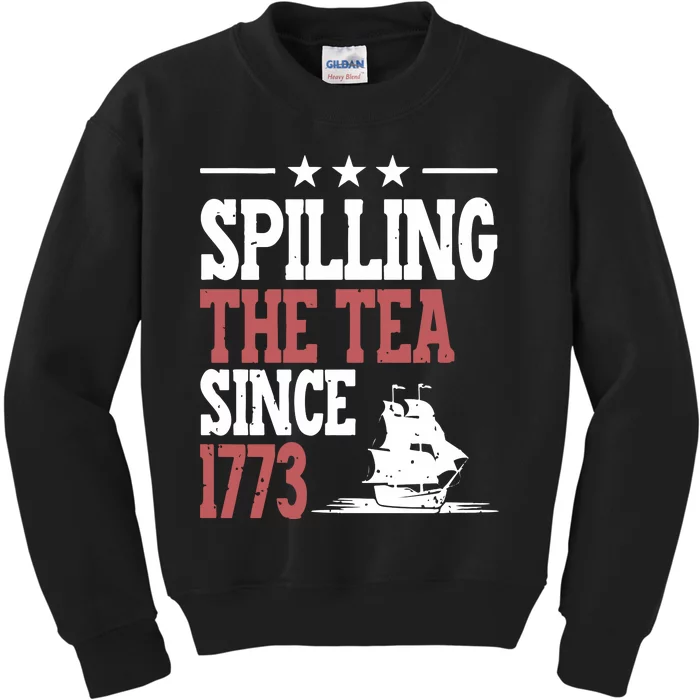 Spilling The Tea Since 1773 Funny History Teacher Kids Sweatshirt