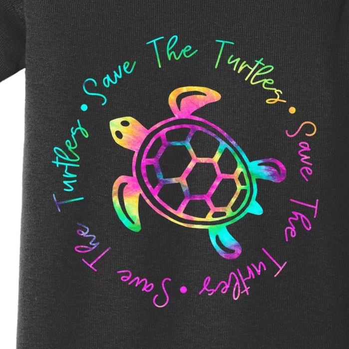 Save The Turtles Tie Dye Sea Turtle Save Earth Ocean Planet Baby Bodysuit