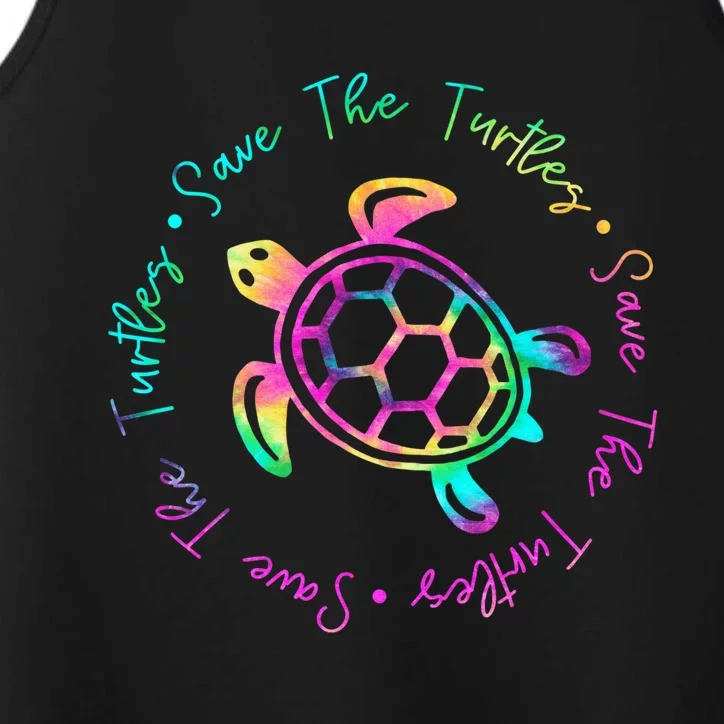 Save The Turtles Tie Dye Sea Turtle Save Earth Ocean Planet Performance Tank