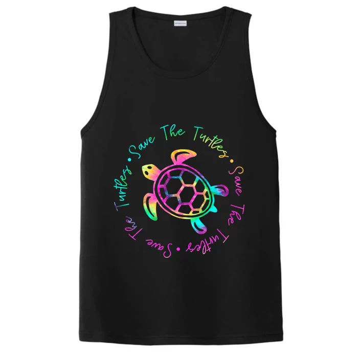 Save The Turtles Tie Dye Sea Turtle Save Earth Ocean Planet Performance Tank