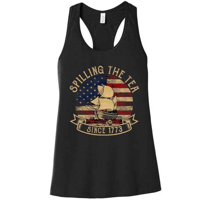 Spilling The Tea Since 1773 American History Teacher Vintage Women's Racerback Tank