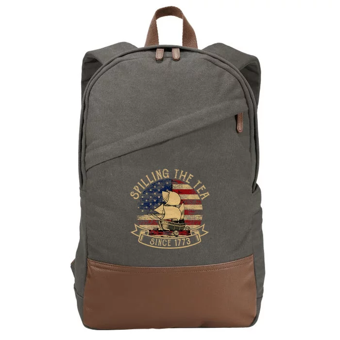 Spilling The Tea Since 1773 American History Teacher Vintage Cotton Canvas Backpack