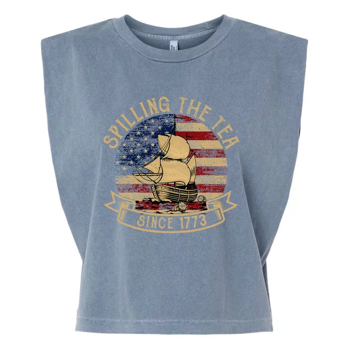 Spilling The Tea Since 1773 American History Teacher Vintage Garment-Dyed Women's Muscle Tee